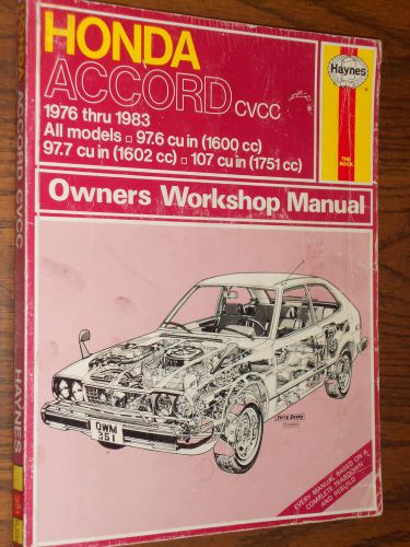 1976-1983 honda accord shop manual / haynes service book  82 81 80 79 78 77
