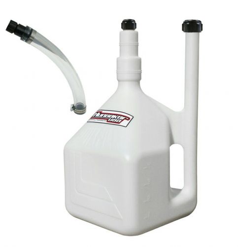 Hunsaker 5 gallon white racing fuel gas can /water jug/jerry can (w/hose kit)