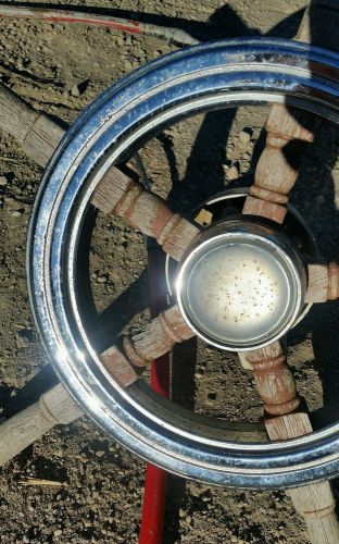 Vintage nautical boat wheel-metal & wood, Morse column, steering cable, US $100.00, image 1