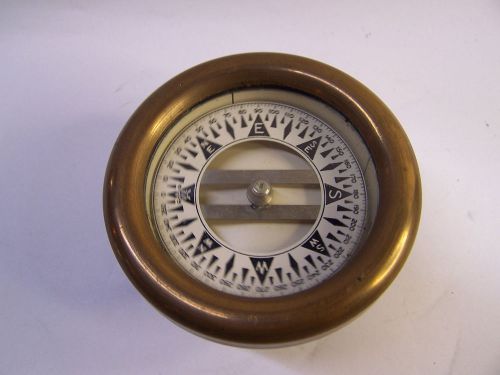 Vintage dash mounted compass brass ring 3-1/2&#034; works
