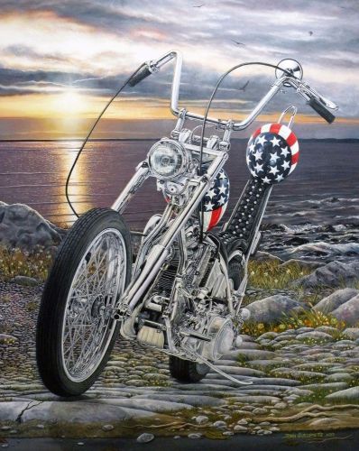 Easy rider harley davidson chopper motorcycle art print #540 wcoa by guillemette