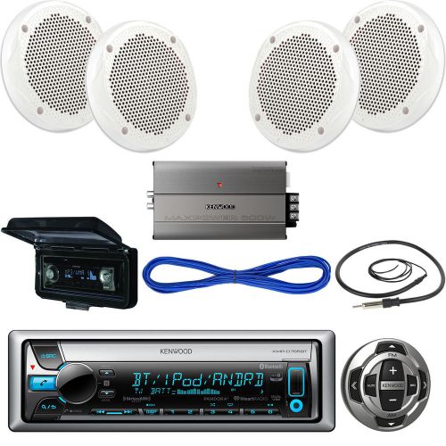 Kenwood yacht stereo, wired remote, 6.5&#034; speaker, amplifier, wire,antenna,cover