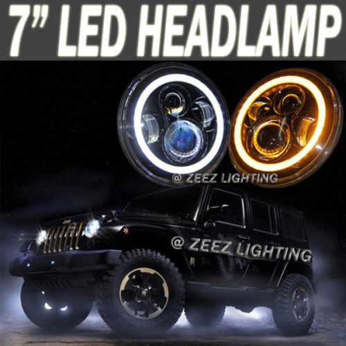 90w led headlight kit 7&#034;round halo ring angel eye projector headlamp assembly #f