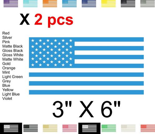 Light blue american flag decals   3&#034; x 6&#034;   2pcs  usa flag decal sticker vinyl