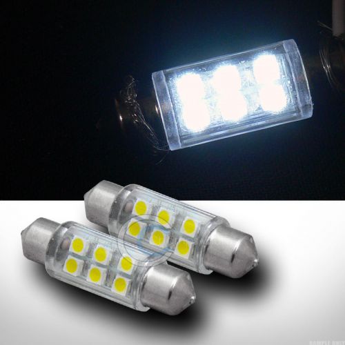 2pc white 36mm festoon 6x smd led light bulb trunk/license plate lamp 6418 set
