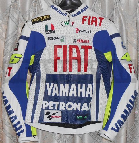Yamaha fiat rossi motorbike racing leather jacket mens sizes &amp; free shipping usa