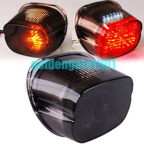 Smoked led brake taillight turn signal light for harley sportster glide 96-07 gg