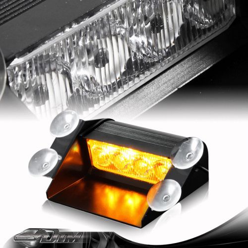 Buy Amber 4 LED Hazard Warning Flashing Strobe Light With Suction Cup