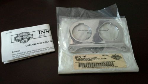 Harley davidson chrome  dual gauge bracket pt#67270-04 dyna softail  new...
