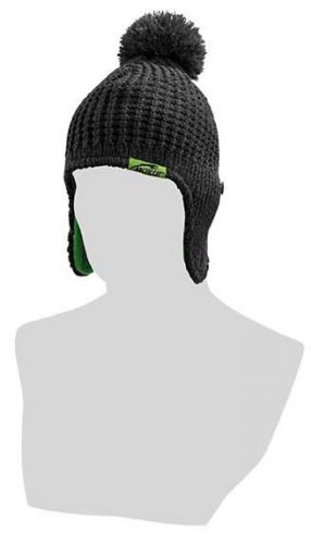 Arctic cat adult earflap beanie / hat with pom - charcoal 5243-074