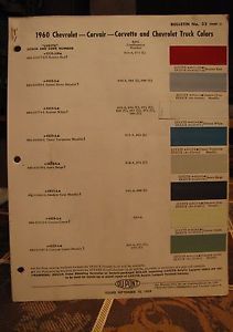 1960 chevrolet paint chips truck corvette impala corvair bel air biscayne