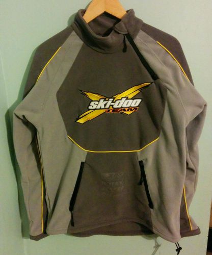 Ski-doo team brp grey/yellow pullover fleece sweatshirt  size s/p 1/4 zip