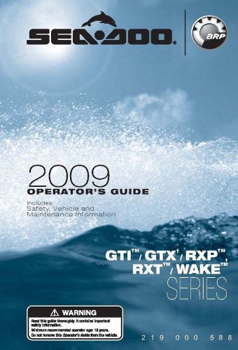 Sea-doo owners manual book 2009 gti, gtx, rxp, rxt &amp; wake series