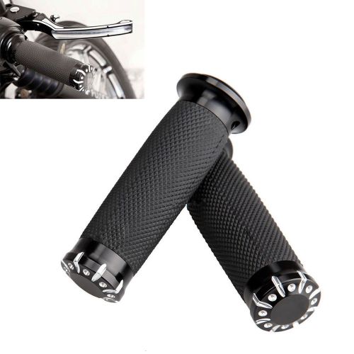 Black cnc 1&#034; handlebar hand grips for harley touring sportster dyna softail lm