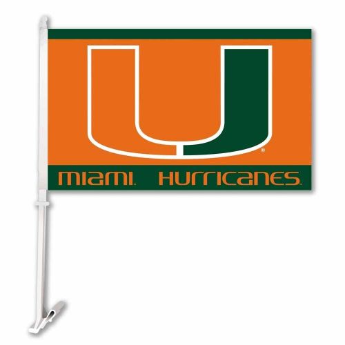 Fanmats 26118 miami hurricanes car flag large 1pc 11" x 14"