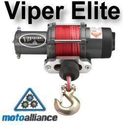 Viper elite 3000lb atv winch red amsteel-blue synthetic rope motoalliance