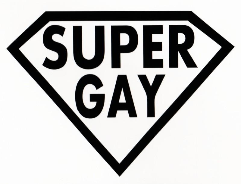 "super gay" prank funny gag gift vinyl decal car window sticker superman parody