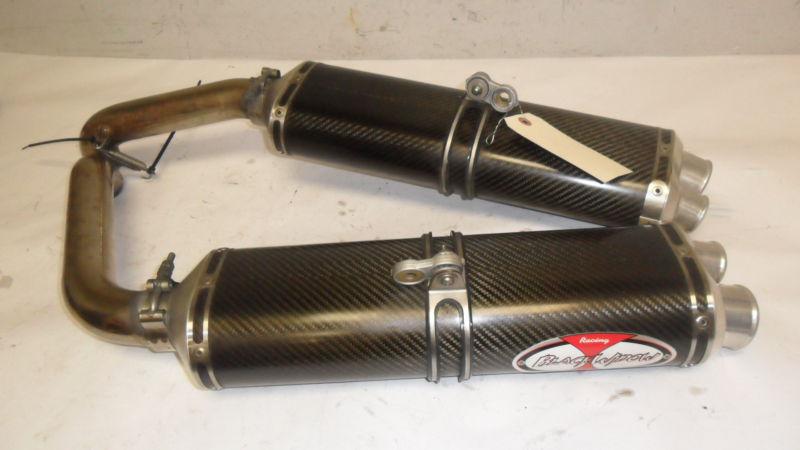 Ducati 01 2001 748 black widow exhaust slip on pipe carbon fiber dual set