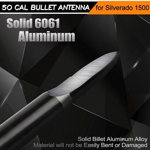 1x black bullet antenna 50 cal for chevrolet silverado 1500/2500/3500/gmc sierra