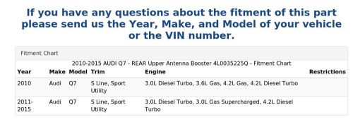 2010-2015 AUDI Q7 - REAR Upper Antenna Booster 4L0035225Q, US $16.99, image 3