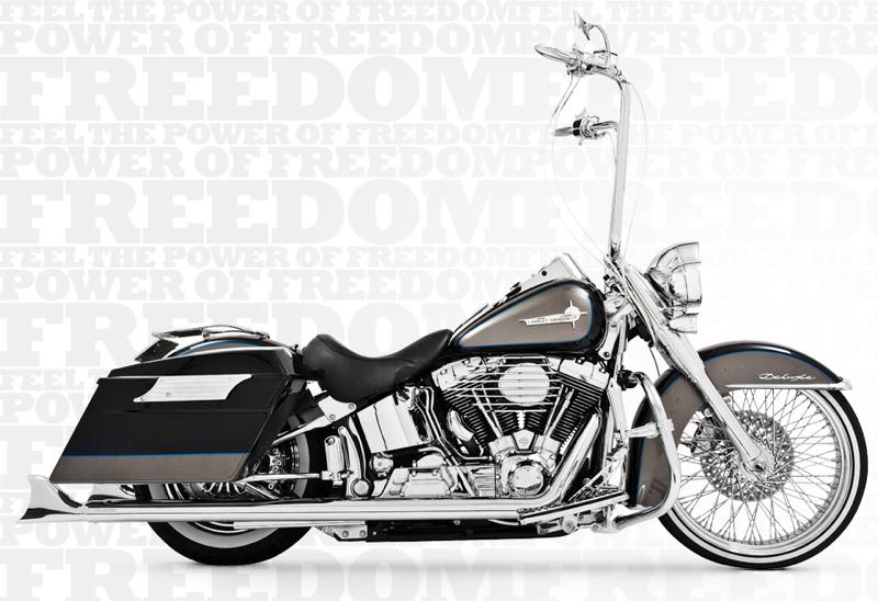 Freedom performance exhaust sharktail true duals 36 inch chrome flst 2007-2013