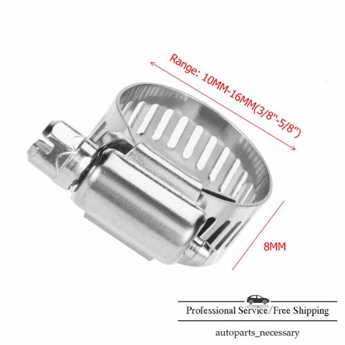 New 50pcs HOSE CLAMPS 3/8" to 5/8" Adjustable Steel Band Worm Clip Universal Fit, US $13.95, image 3