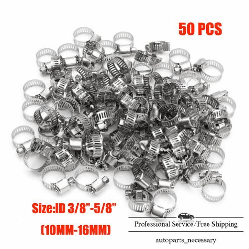 New 50pcs HOSE CLAMPS 3/8" to 5/8" Adjustable Steel Band Worm Clip Universal Fit, US $13.95, image 8