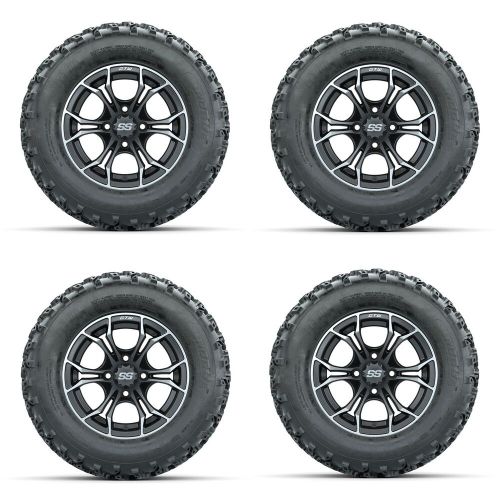 Golf cart gtw 12" spyder machined grey wheel | 23x10-12 rogue at tire | 4 set