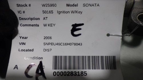 06 HYUNDAI SONATA Ignition W/Key, US $110.00, image 2