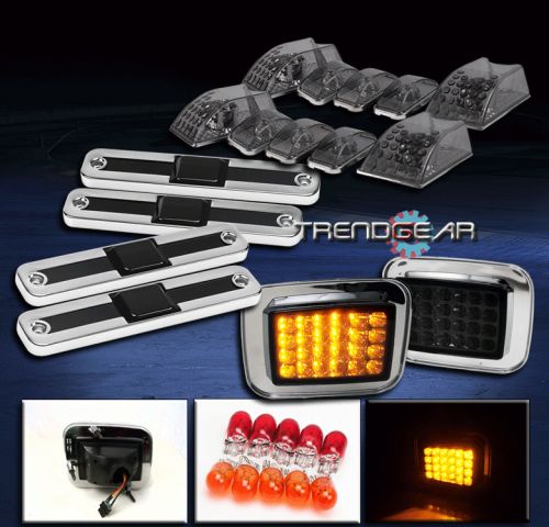 03-09 hummer h2 led corner+cab roof running+side marker cover lights smoke 07 08
