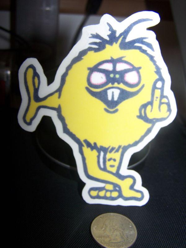 Little yellow man flipping you off - sticker 