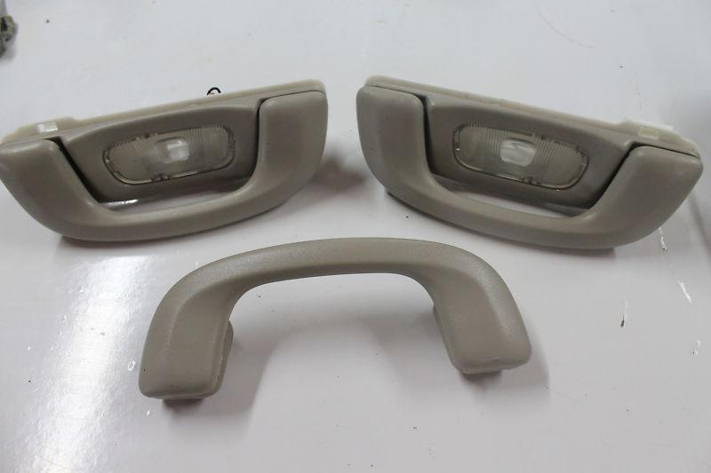 2002 jeep grand cherokee overhead headliner grab handle w/ light lens, pair, tan