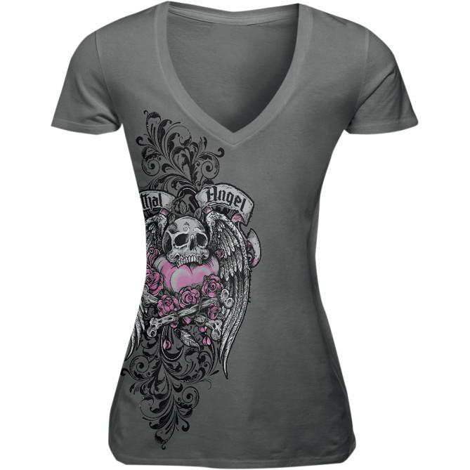 Lethal threat lt20192xl tee womens angel skull white xl