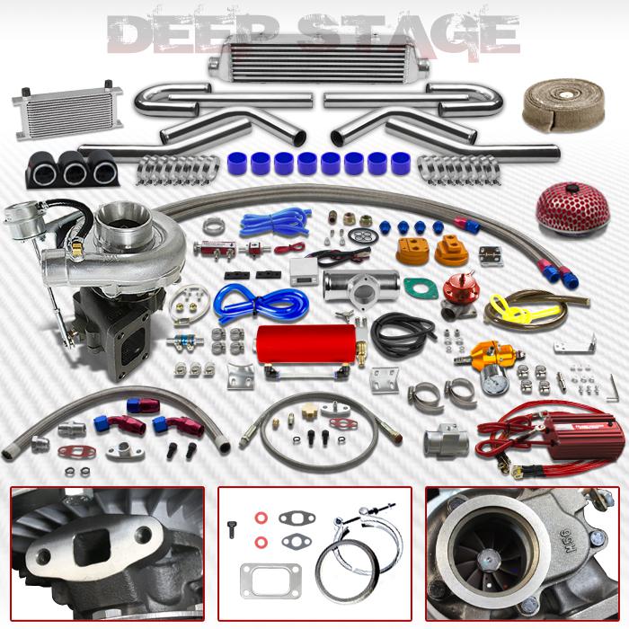T04e t3/t4 v-band 22pc turbo kit w/intercooler+blow off valve+boost controller
