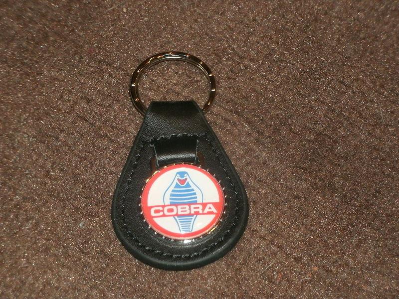 1960's shelby cobra gt350 gt500 cobra logo vintage leather keychain new black