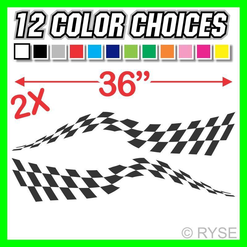 Checkered stripes decal trailer graphic mx go kart car rv semi boat race flag