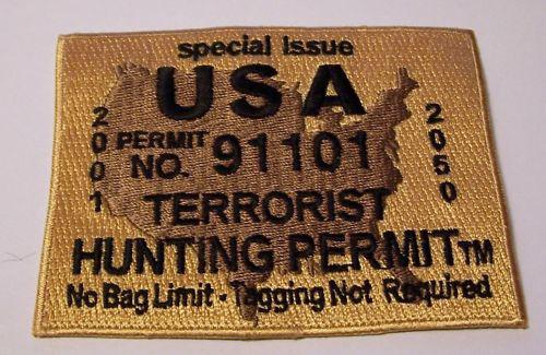 #0638 motorcycle vest patch terrorist hunting permit