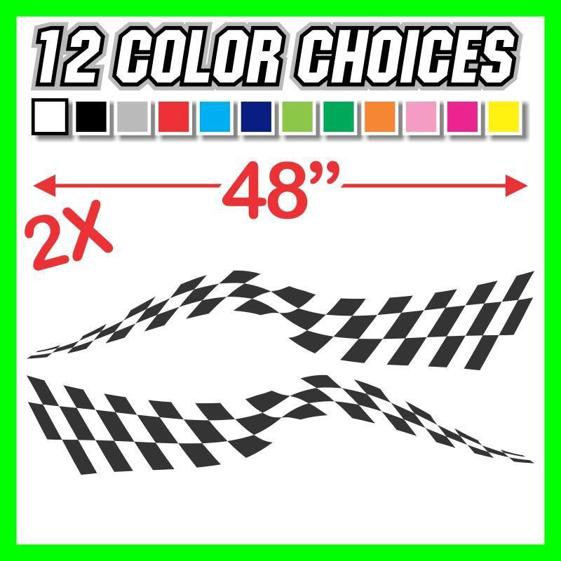 Checkered racing stripes decal trailer graphic mx atv motocross kart race car rv