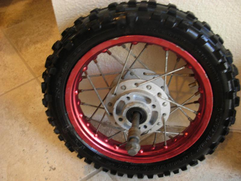 Buy pit bike front wheel tire combo anodized red 10" in Chula Vista