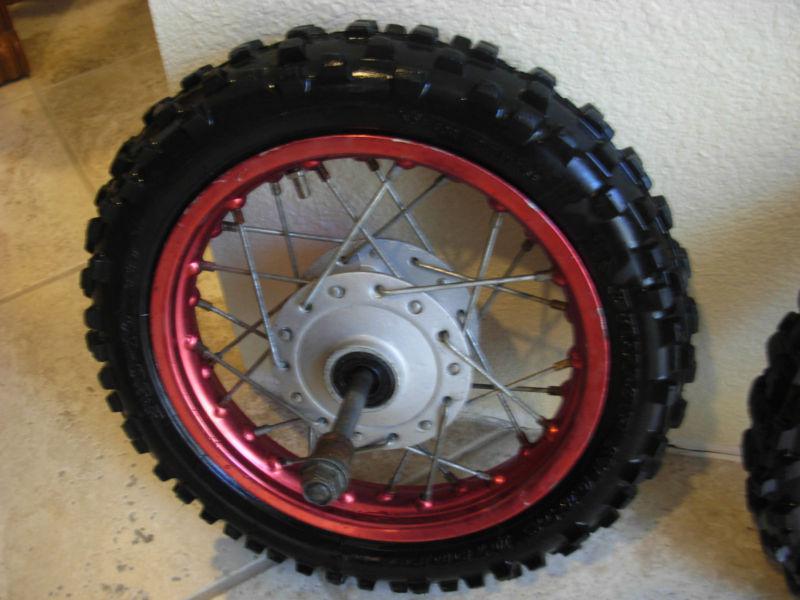 Buy pit bike front wheel tire combo anodized red 10" in Chula Vista