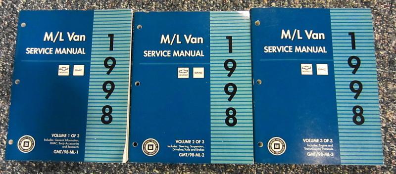 1998 gmc safari & astro van ml van service shop repair manual set 1st edition