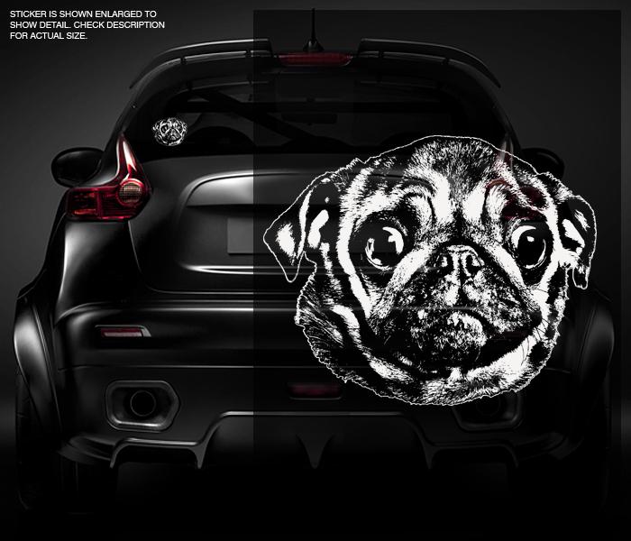 Pug dog decal white 5"x4" mib kennel crate vinyl car window sticker zu1