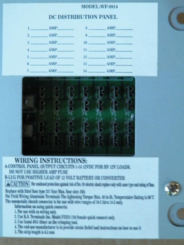 Buy WFCO 14 Position RV ELECTRICAL DISTRIBUTION PANEL NEW 30 AMP 12 VDC