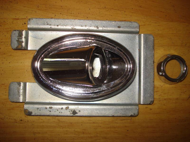 1969 gto/lemans drivers remote mirror bezel,instal plate,nut, original gd cond!