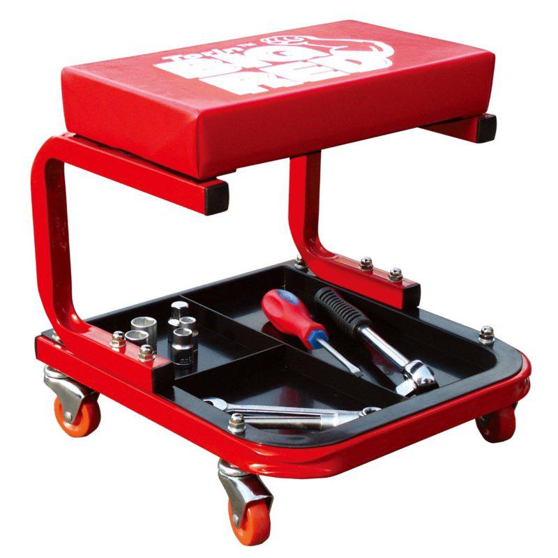 Mechanics seat creeper tools tray wheels wrenches screwdrivers hammer ballping