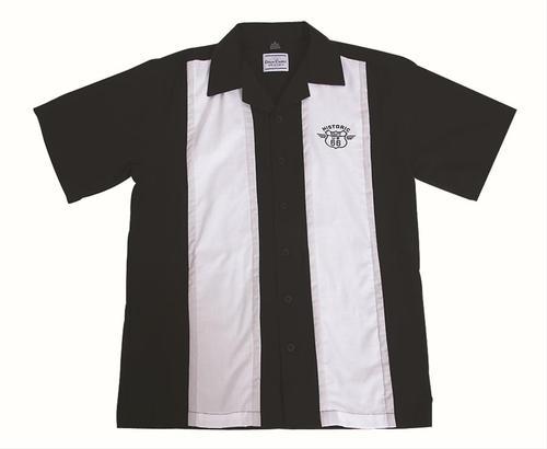 Ghh shirt button down cotton rayon short sleeve black tan route 66 men's large