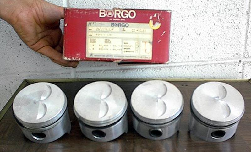 Fiat 128 yugo 1100cc piston set borgo top w / chrome comp ring 80.1mm or 80.6 mm