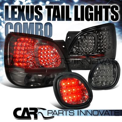 Lexus 98-05 gs300/400/430 crystal smoke tint rear led tail lights+trunk lamps