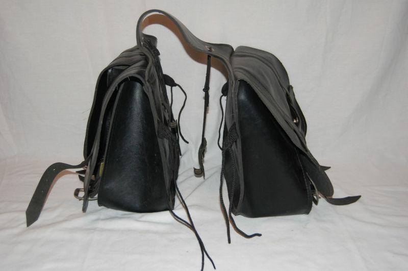 Motorcycle saddlebags willie & max leather bike luggage accessory part usa black