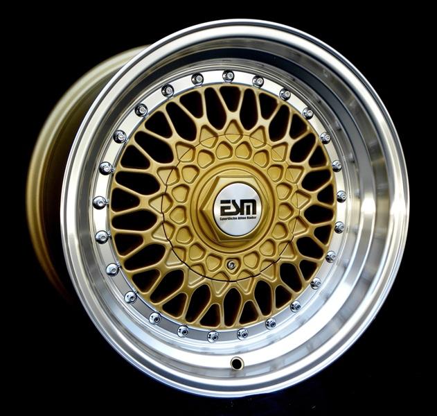 Gold 15x8 15" rs style wheels 5x100 esm 002r vw 